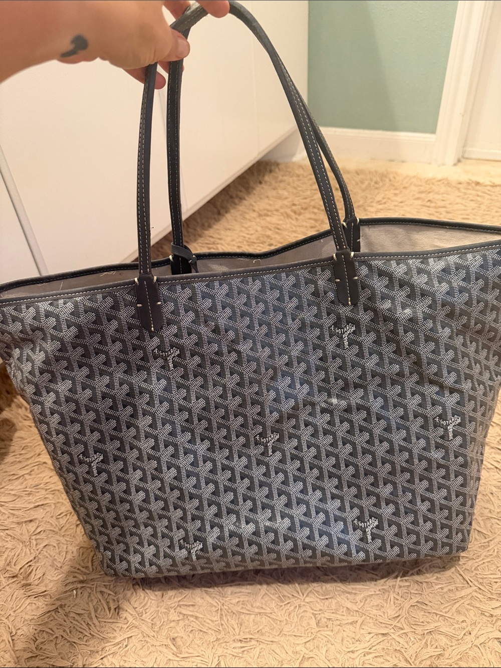 Goyard Black and Gray Saint Louis PM Tote